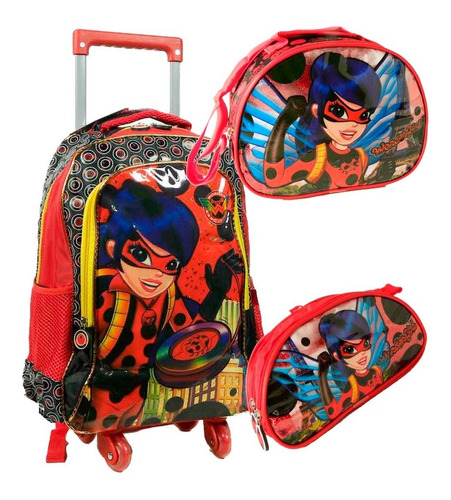 Kit Mochila Escolar Infantil Feminina Wondergirl 4 Rodas 360