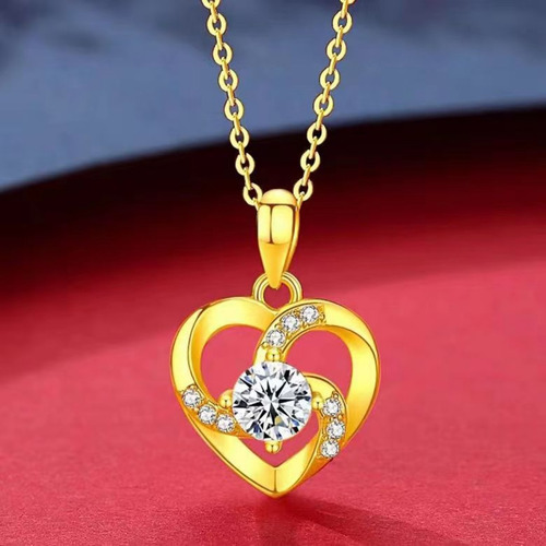 Collar En Forma De Corazón Brillante De Plata 925 Con Circon