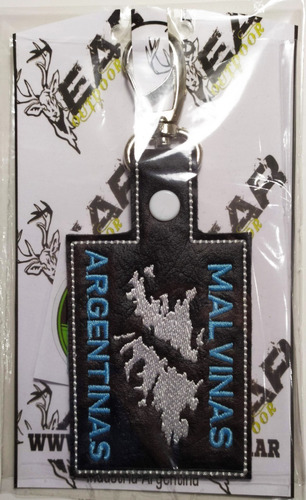Imagen 4 de 4 de Llavero Malvinas Argentinas Islas Bordado Cueroeco Mosqueton