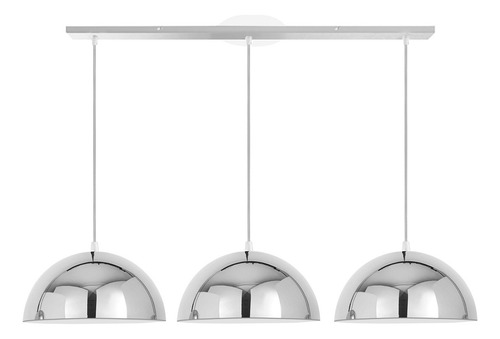 Colgante 3 Luces Lampara Semiesfera Deco Vintage Led E27 220 Estructura Cromo