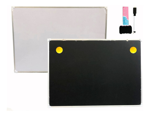 Imagen 1 de 5 de Pizarra Pizarrón Magnética Reversible Tiza Marcador 40x30 Cm