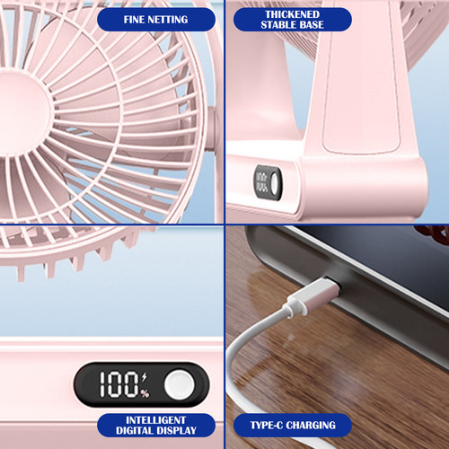 Ventilador Usb Pequeno De Mesa, Mini Display Digital De Carr