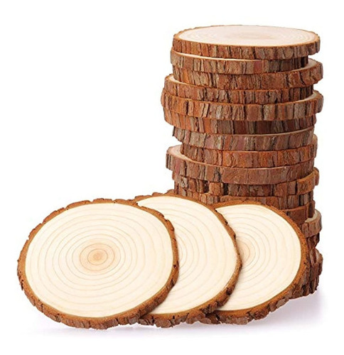 Percheros - Juego De 20 Rebanadas De Madera Natural