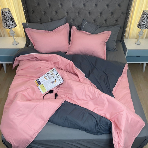 Imagen 3 de 4 de Duvet Doble Doble Faz Rosa - Gris Karytex