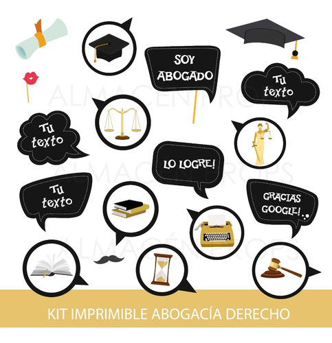 Kit Imprimible Cartelitos Egresados Abogacía Derecho