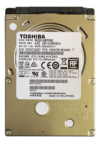 Disco Rigido Interno 500gb Toshiba Notebook Slim