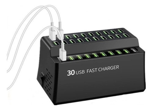 Estación De Carga- Cargador Múltiple Usb 30 Puertos 180w-36a Negro