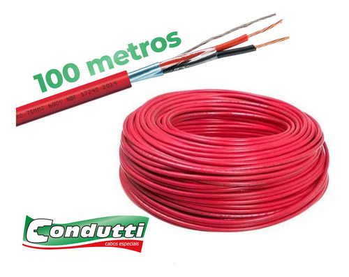 Cabo Alarme Incendio Condutti 2 Vias 0,75mm2 Vermelho 100m