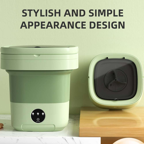 Mini Lavadora Marvo Portátil Plegable 9l Cesto Centrifugador Verde Claro