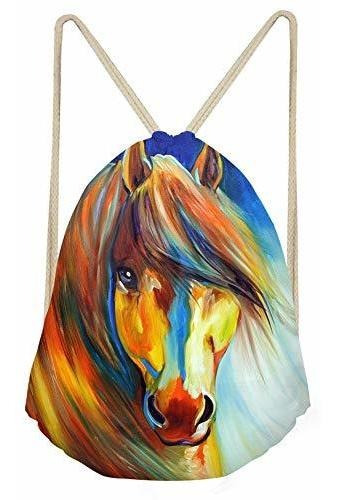 Belidome Multicolor Caballo Pintura Al Óleo Bolsas Con Cordó