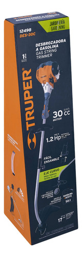 Desbrozadora A Gasolina 30cc 17' Corte Curva Truper 12498