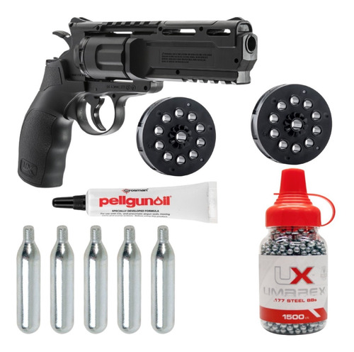 Kit Umarex Brodax Revolver Co2 Bbs Metal .177 395fp Xchws P