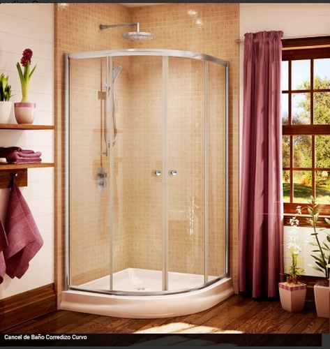 Imagen 1 de 3 de Cancel De Baño Vidrio Curvo Templado 6mm 0.90 X 0.90 X 1.85m