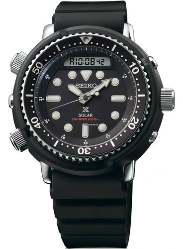 Reloj Seiko Arnold Arnie Solar Diver 200 m Snj025 Snj025p1 Color de la correa negro Color del bisel negro Color de fondo negro
