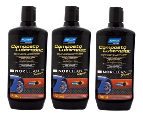 Kit Com 3 Unidades Composto Lustrador 500ml Norclean Power