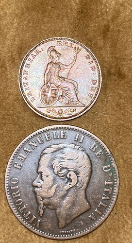 Moneda Italia 1866 Y 1826 . Precio X Las 2 Monedas. Italiana