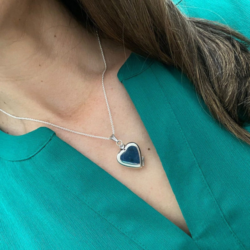 Dije Relicario Corazón Liso De Plata Ley .925 Mamá Agálea