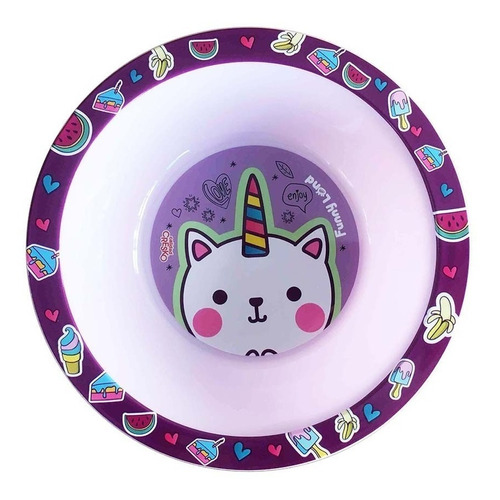 Bowl Plato Infantil Gato Unicornio Bebés Cresko Vajilla 16cm