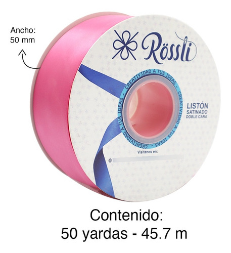 Listón Satinado Doble Cara No. 12 Con 45.7 Metros Rosa Mexicano Liston Satinado No.12