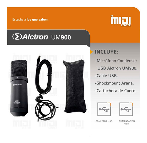 Imagen 3 de 10 de Micrófono Profesional Condenser Usb Cardioide Alctron Um900