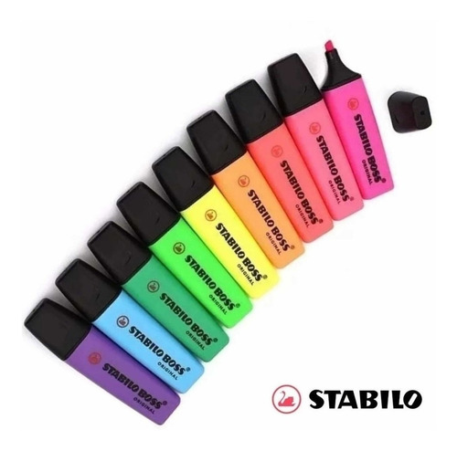 9 Piezas Marcatextos Stabilo Boss Neón