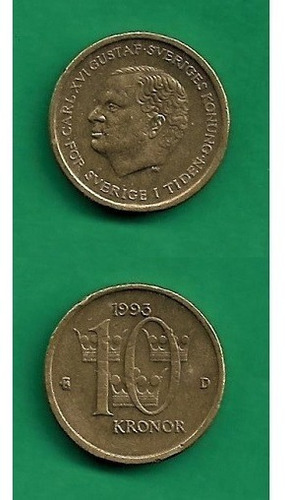 Grr-moneda De Suecia 10 Kronor 1993 - Rey Carl X V I Gustaf (Usado)