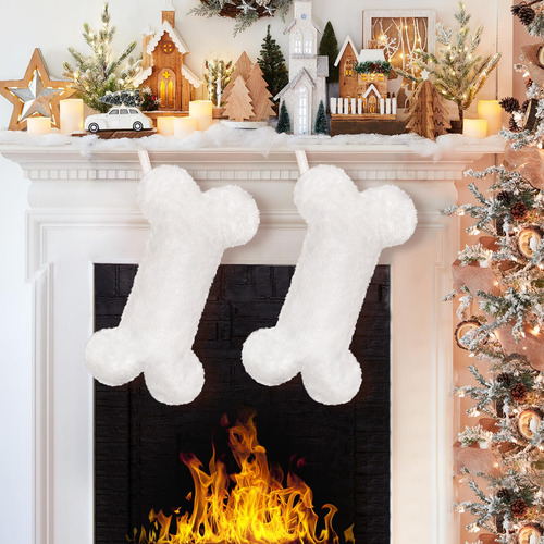 Calcetines De Navidad Para Perros Lujo Forma De Hueso Grande