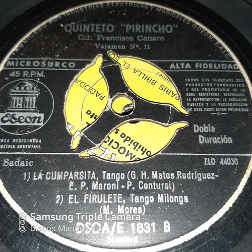 Simple Francisco Canaro Quinteto Pirincho Odeon C19