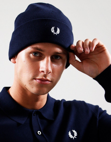 Beanie Fred Perry Navy / White 100% Original 