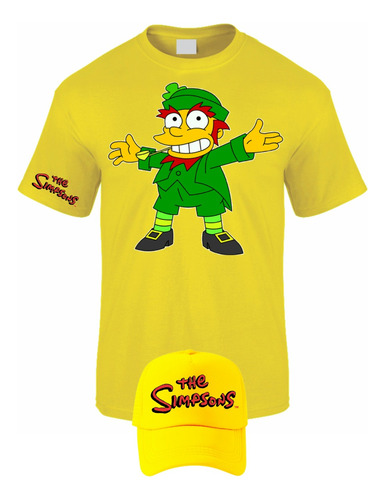 Camiseta Manga Corta The Simpson Duende Obsequio Gorra 