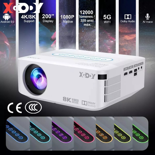 Proyector Xgody Led Android Wifi 8k Fullhd 1080p 12000lumens