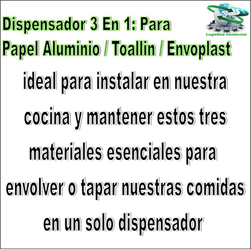 Dispensador 3 En 1: Para Papel Aluminio / Toallin/ Envoplast