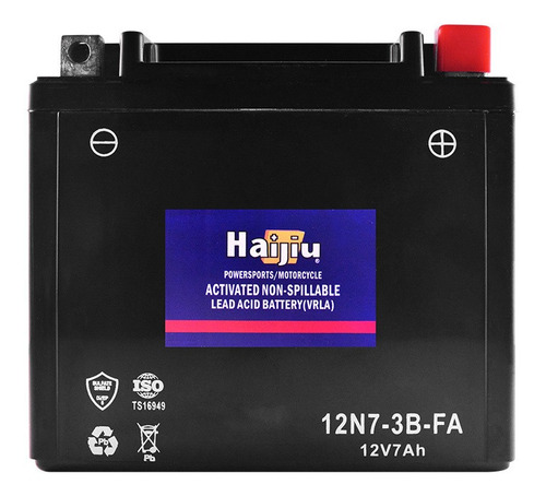 Imagen 1 de 9 de Batería Moto Haijiu 12n7-3b-fa Agm Gel Libre Mantenimiento.