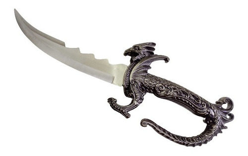 Adaga Aço Dragão Blue Faca Espada Bainha Colecionar 38cm
