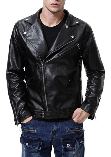 Ropa Retro Para Hombre Abrigo De Cuero Para Motocicleta Chaq