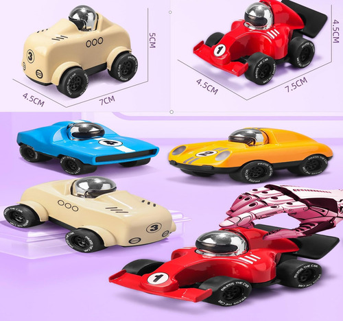 Poprore 4 Pcs Press Go Forward Alloy Toy Car Pull Back Car T