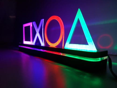 Abajur Luminária Led Playstation Sony Ps4 Xbox Símbolos 25cm