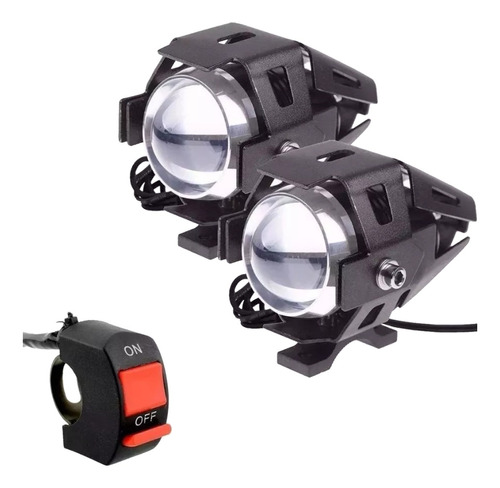 Par Farol Milha Universal Led U5 Auxiliar P/ Moto Bike Xenon