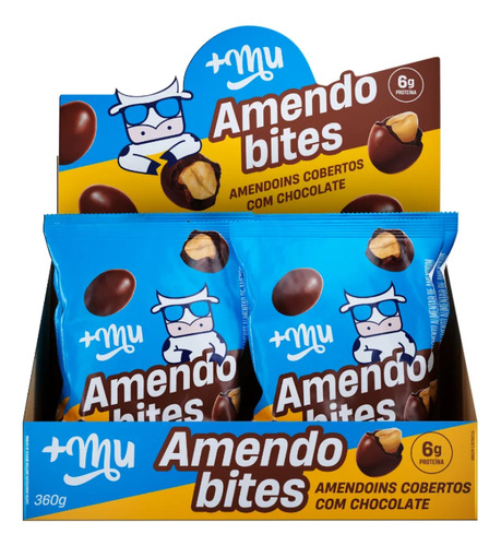 Amendobites caixa 12 unidades amendoim coberto com chocolate 360g mais mu