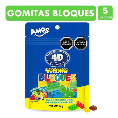 Bloques- Gomitas 4d Sabores Frutales (pack Con 5 Unidades)