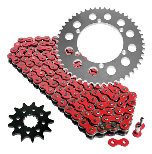 Caltric Kit Cadena Transmision Roja Piñon Para Kawasaki Kx