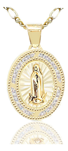 Medalla Oro 10k Virgen De Guadalupe Con Cadena De Regalo 