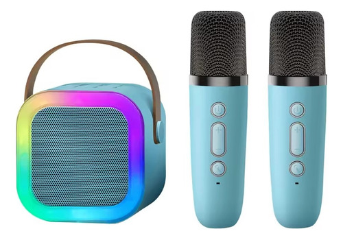 Altavoz Bluetooth Portátil Con 2 Micrófonos Para Karaoke Led