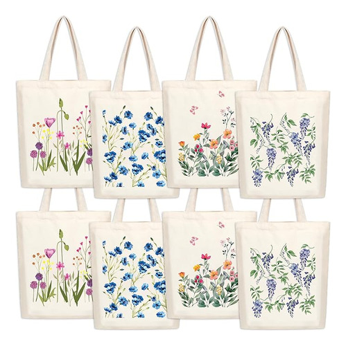 Saiweilai Online 8 Bolsas Lona Con Diseño Flores Bolsas Lona