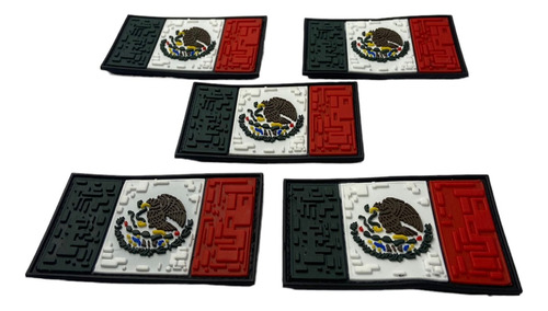  Paq. 5 Pzas. Parche Táctico Militar Bandera México Pvc 