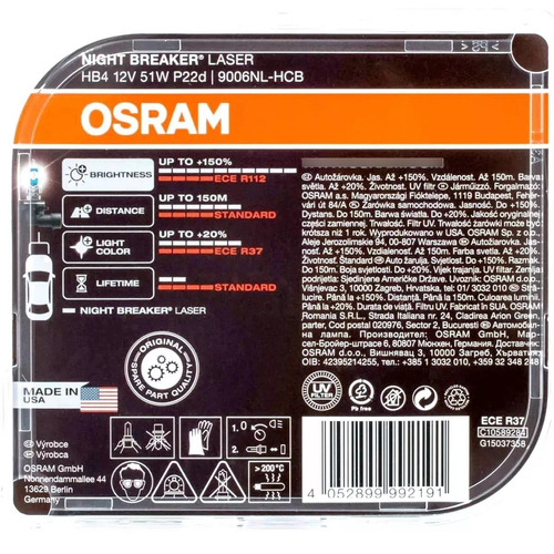 Lampada Farol Night Breaker Laser Next Hb4 Osram 150% + Luz