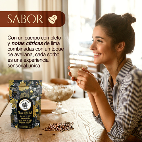 Café en Grano de Altura Gran Reserva | 250gr | Tostado Medio | Cuerpo Completo | 100% Arábica | Certificación Kosher | Notas a Lima y Avellana | Grano Entero | ETNIA 52