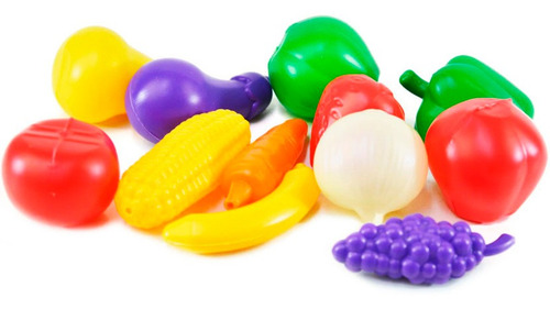 Imagem 1 de 2 de 12 Frutinhas Fruta Legumes Plástico Comidinha Brinquedo.