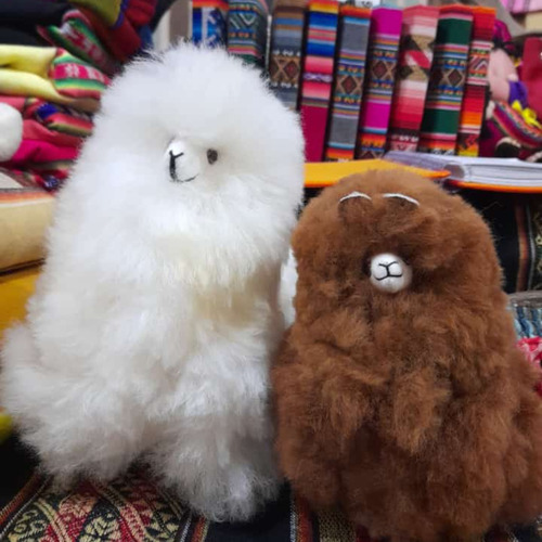 Suave Peluche Alpaca Pelo Natural Regalo Típico Norteño Blanca / Marrón / Gris