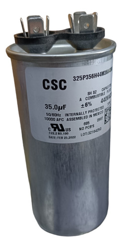 Capacitor Csc Trabajo 35uf +-6% 440vac Aluminio Poliequipos